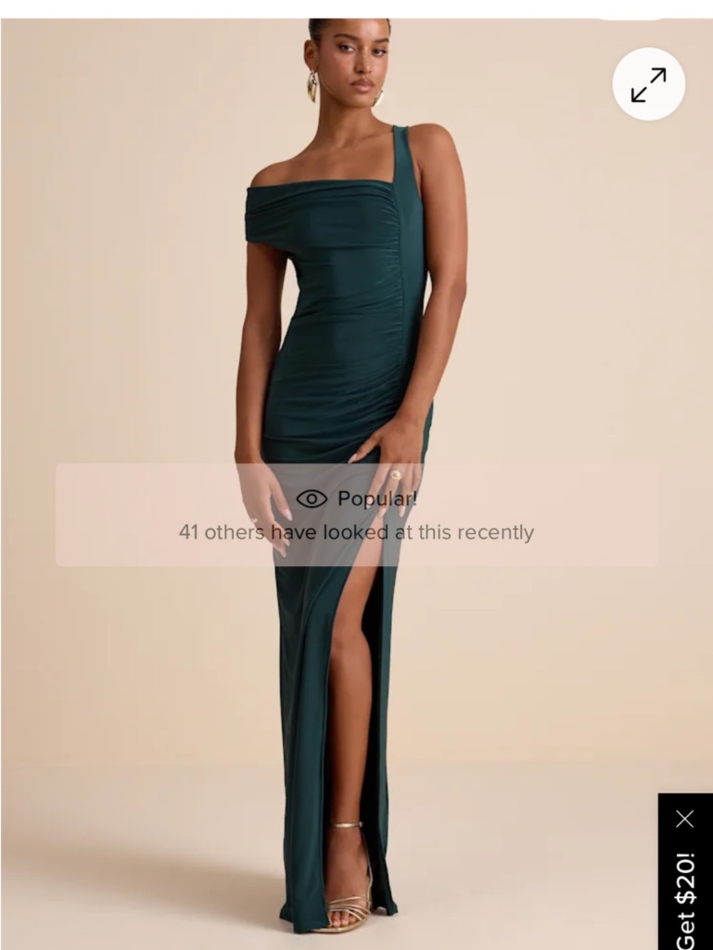 One-Shoulder Emerald Green Evening Gown